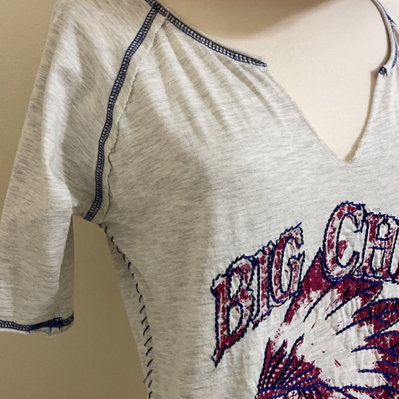 RETRO BIG CHIEF Indian Graphic Gray Embroidered Short Sleeve T-shirt Size Medium - Picture 3 of 12